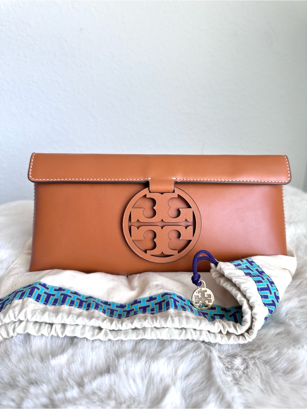 Tory Burch Miller Leather Clutch Brown NEW - Picture 4 of 15